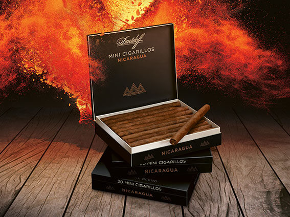 Davidoff Nicaragua Mini Cigarillos Open Box on top of other boxes